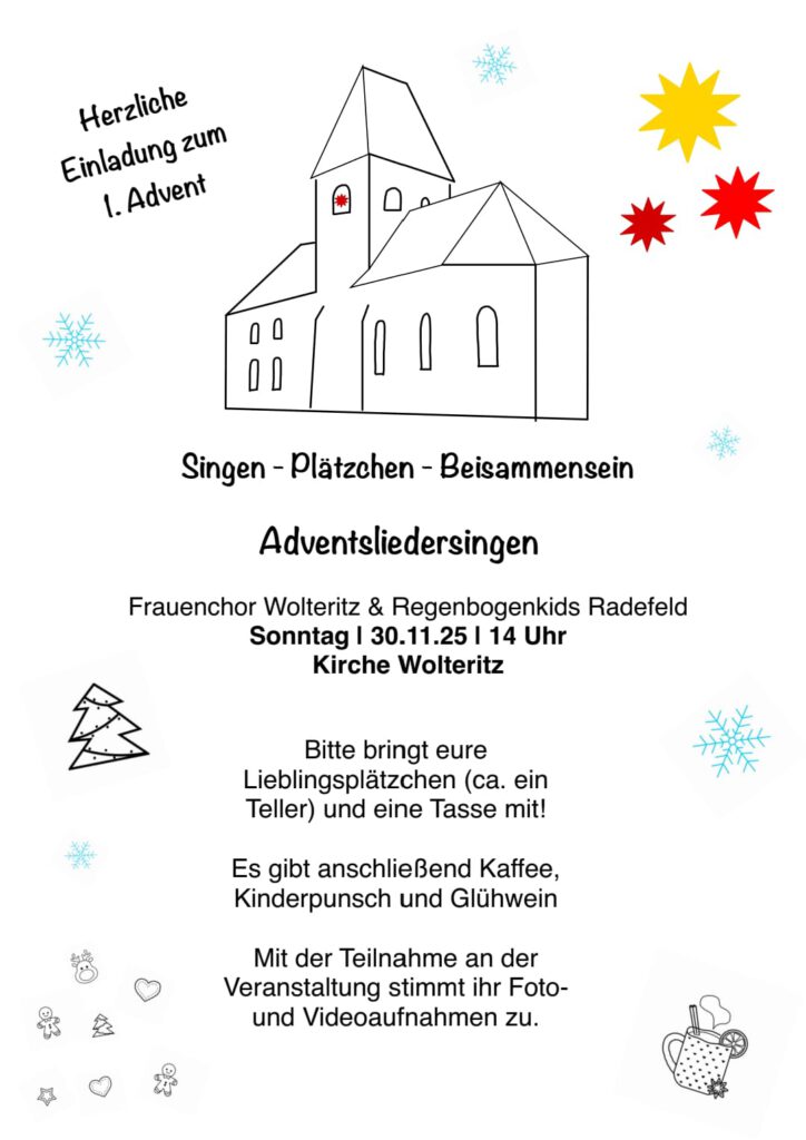 Sonntag, 30. November - 1. Advent in der Kirche Wolteritz ab 14:00 Uhr